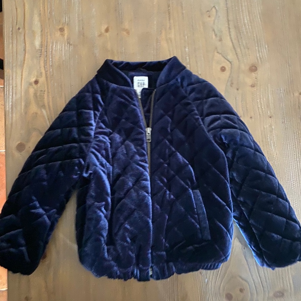 Gap Kids Blue Velvet Bomber Jacket